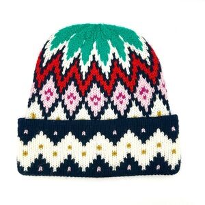 La Ligne Fair Isle Merino Wool Beanie Hat